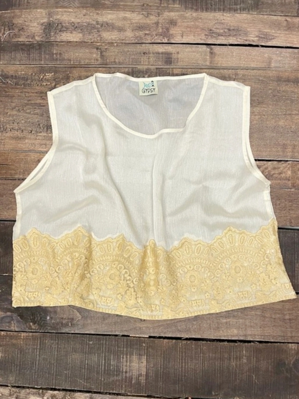 💎BRAND NEW Jaded Gypsy Moon Bay Overlay - Crop Top with Delicate Lace Hem